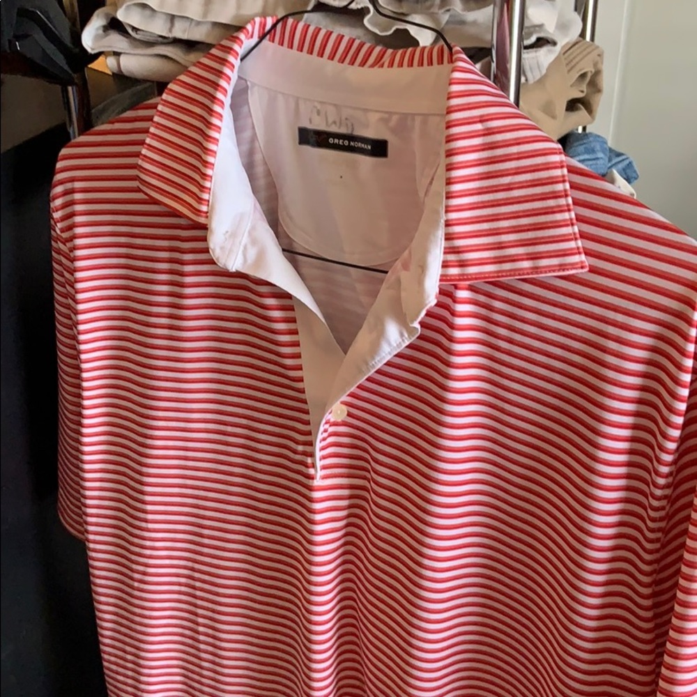 Red/orange Greg Norman golf polo